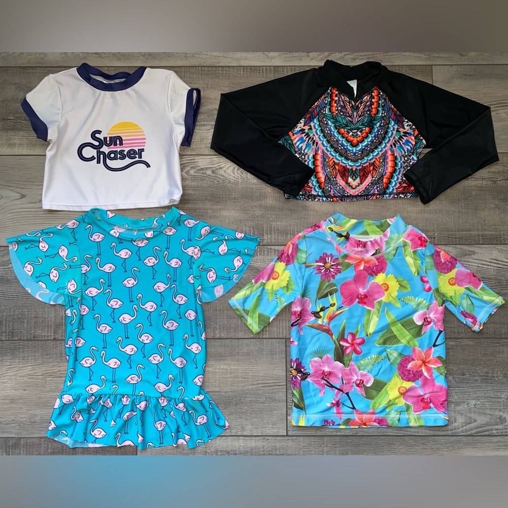 Art Class Boho Sun Floral Cat & Jack Short Long Sleeve Swimsuit Tops Bundle Lot